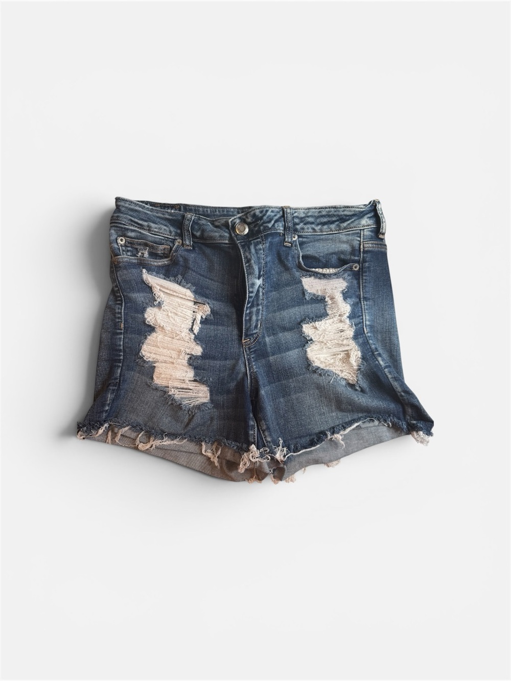 American Eagle Outfitters Dark Blue Distressed Denim Cutoff Shorts